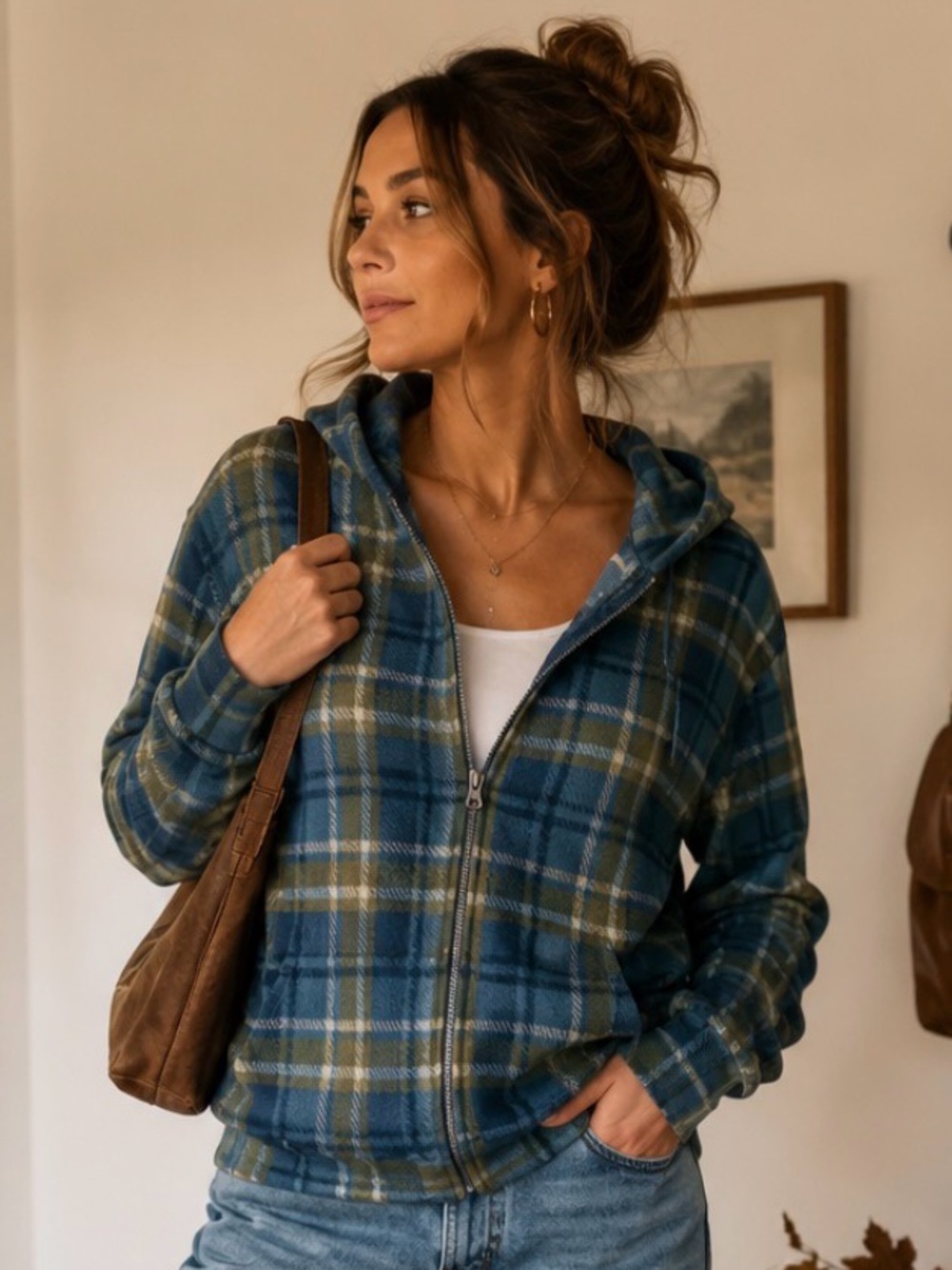 O’Neill Julia Plaid Polar Fleece 1/4 Zip Pull-Over